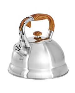 Mr. Coffee Woodmont 2 Quart Stainless Steel Stovetop Whistling Tea Kettle in Silver