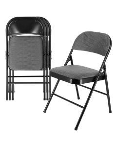 Elama 4 Piece Metal Folding Chair with Padded Seats in Gray